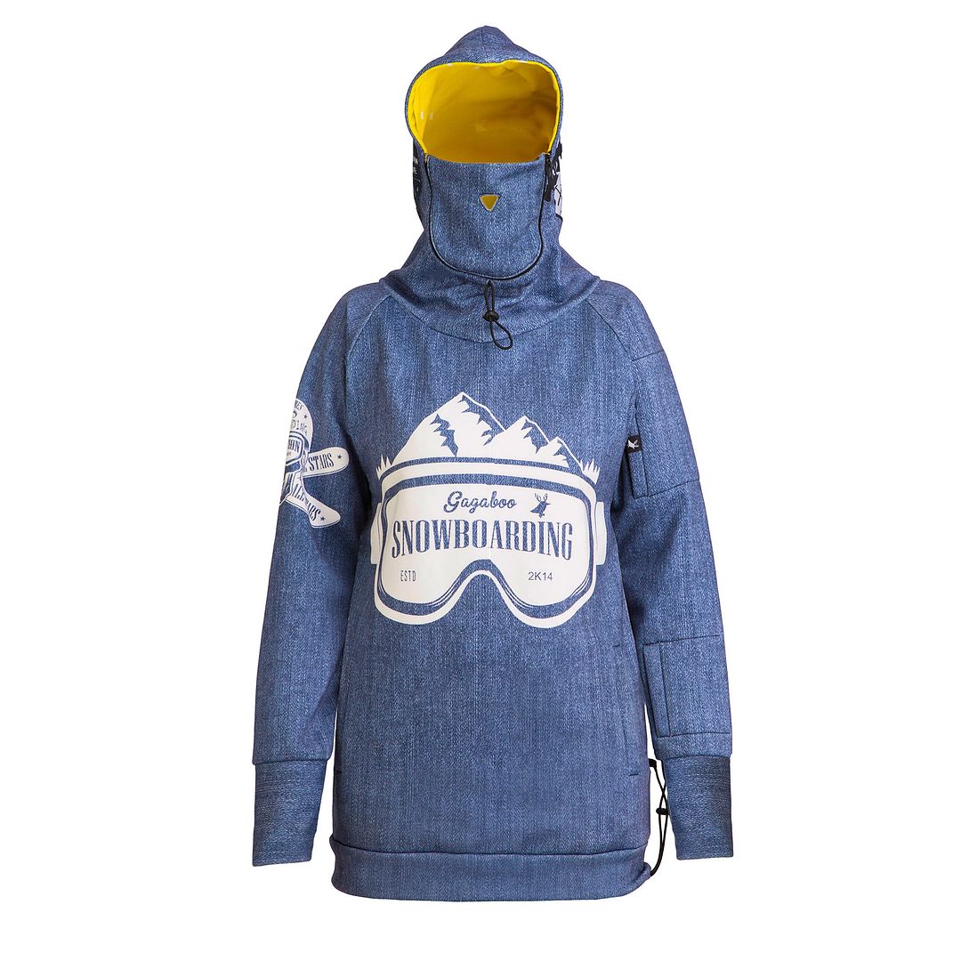 Denim men's snowboard hoodie - water repellent GAGABOO